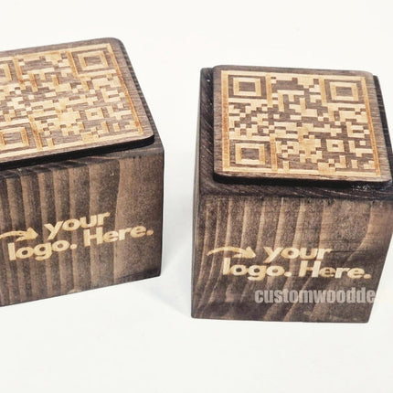 QR Code Block 5 sides Stained & Branded 10-1000 Custom Wood Designs CU28B3_1