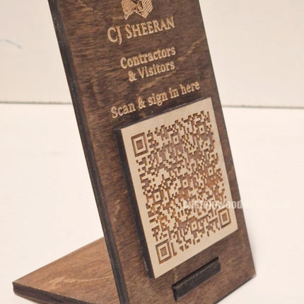 QR Display Stand - Laser Cut Dark Oak 10-1000 Custom Wood Designs CUA90B_1