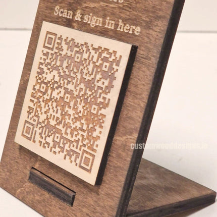 QR Display Stand - Laser Cut Dark Oak 10-1000 Custom Wood Designs CUBBF2_1