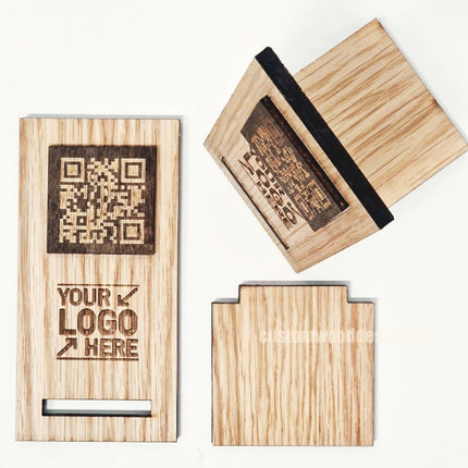QR Display Stand - Laser Cut Light Oak 10-1000 Custom Wood Designs CUCF1F_1