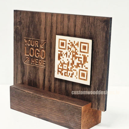 QR Display Stands A5 Big Block (Dark Oak) 10-1000 Custom Wood Designs CUFDF0_1