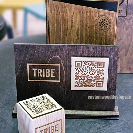 QR Code Block Natural 5 sides Branded 10-1000 Custom Wood Designs CUFFB3_1