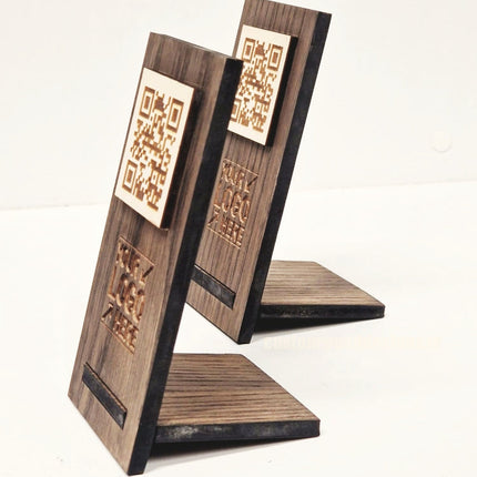 QR Display Stand - Laser Cut Dark Oak 10-1000 Custom Wood Designs CUSTOM_3_c8b348ea-c6e2-4c76-be07-ad8f4594e068