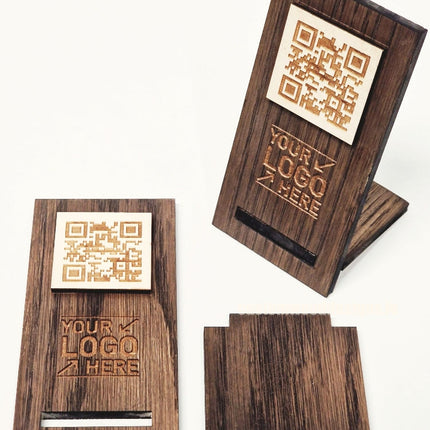 QR Display Stand - Laser Cut Dark Oak 10-1000 Custom Wood Designs CUSTOM_4_58d22a75-2030-4097-96e2-afa9771fcd61