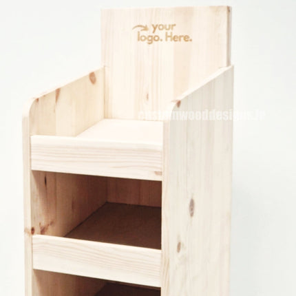 Natural Pine Four-Shelf Compact Countertop Display - Custom Wood Designs