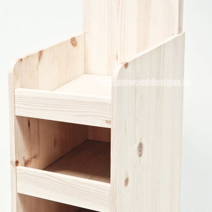 Natural Pine Four-Shelf Compact Countertop Display - Custom Wood Designs