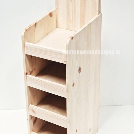 Natural Pine Four-Shelf Compact Countertop Display - Custom Wood Designs