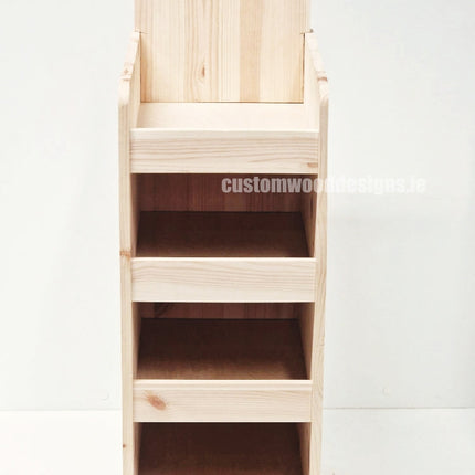 Natural Pine Four-Shelf Compact Countertop Display - Custom Wood Designs