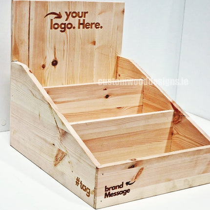 Natural Pine Low Tiered Countertop Display - Custom Wood Designs