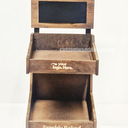 Dark Pine Two-Tiered Countertop Display for Baked Goods - Custom Wood Designs