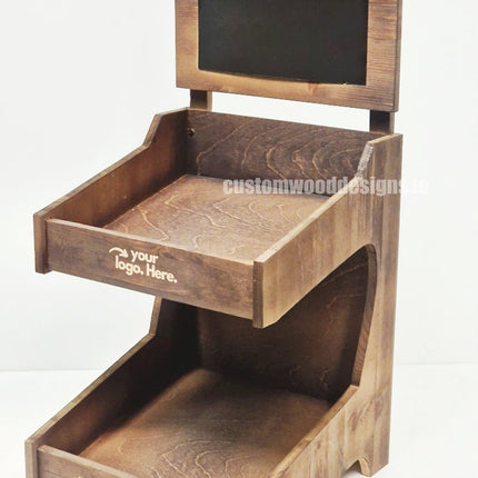 Dark Pine Two-Tiered Countertop Display for Baked Goods - Custom Wood Designs