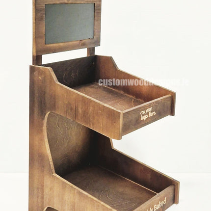 Dark Pine Two-Tiered Countertop Display for Baked Goods - Custom Wood Designs
