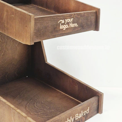 Dark Pine Two-Tiered Countertop Display for Baked Goods - Custom Wood Designs