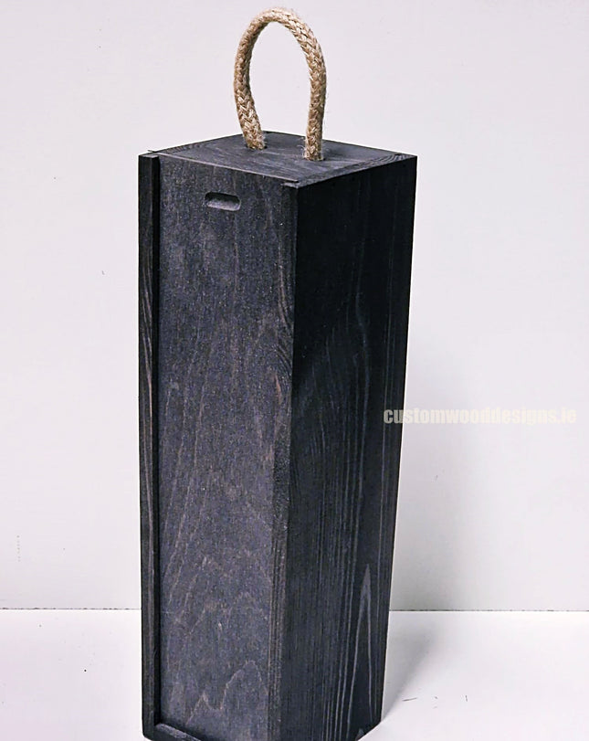 Sliding Lid Bottle Box - Single Black x25 Bottle box Custom Wood Designs __label: Multibuy Bottle Box Bottle Boxes Single bottle box CustomWoodDesignsIrelandCorporategiftboxesBottleBoxesGiftingboxesforbottleslaserengravedbottleboxespersonalisedbottleboxesCorporateboxesrust_6_afff18e8-4d42-4e49-b756-3d22d88430d0