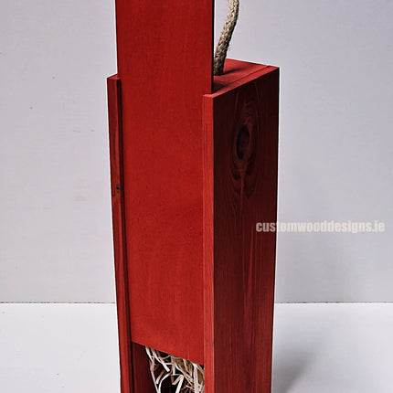 Sliding Lid Bottle Box - Single Red x25 Custom Wood Designs __label: Multibuy Bottle Box Bottle Boxes gift box Gift Boxes Single bottle box wooden Box CustomWoodDesignsIrelandCorporategiftboxesBottleBoxesGiftingboxesforbottleslaserengravedbottleboxespersonalisedbottleboxesCorporateboxesrustic_5_c4ac139f-2cdf-4306-8dc5-53b236650bf6
