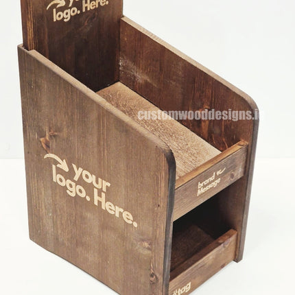 Dark Pine Three-Shelf Compact Countertop Display - Custom Wood Designs