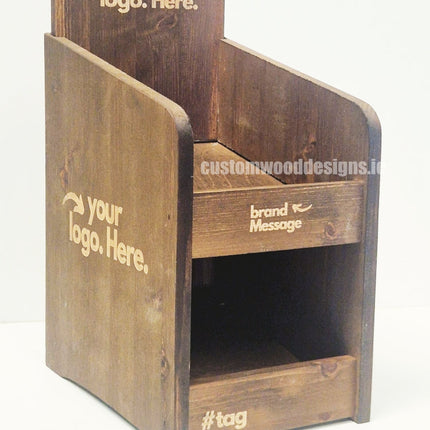 Dark Pine Three-Shelf Compact Countertop Display - Custom Wood Designs