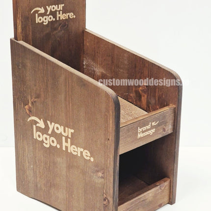 Dark Pine Three-Shelf Compact Countertop Display - Custom Wood Designs