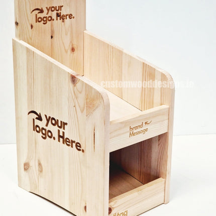 Natural Pine Two-Tier Compact Countertop Display - Custom Wood Designs