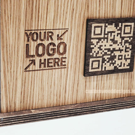 QR Display Stands A5 (Light Oak) 10-1000 Custom Wood Designs CustomWoodDesignsIrelandWoodenQRCodesSustainableQRCodesLaserEngravedQRCodesHospita