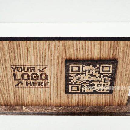 QR Display Stands A5 (Light Oak) 10-1000 Custom Wood Designs CustomWoodDesignsIrelandWoodenQRCodesSustainableQRCodesLaserEngravedQRCodesHospitali_1