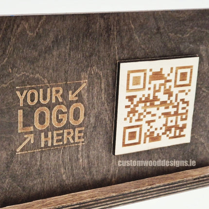 QR Display Stands A5 Brown Birch 10-1000 Custom Wood Designs CustomWoodDesignsIrelandWoodenQRCodesSustainableQRCodesLaserEngravedQRCodesHospitality_5