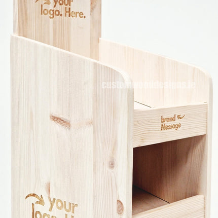 Natural Pine Three-Shelf Compact Countertop Display - Custom Wood Designs