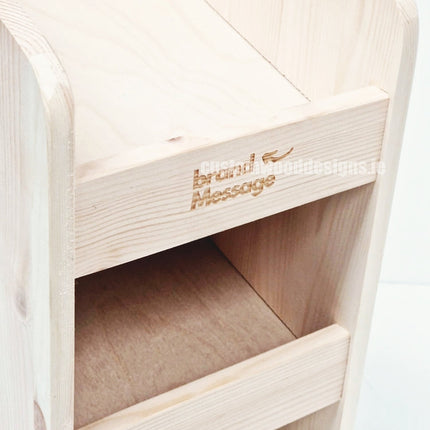 Natural Pine Three-Shelf Compact Countertop Display - Custom Wood Designs