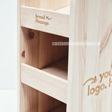 Natural Pine Three-Shelf Compact Countertop Display - Custom Wood Designs