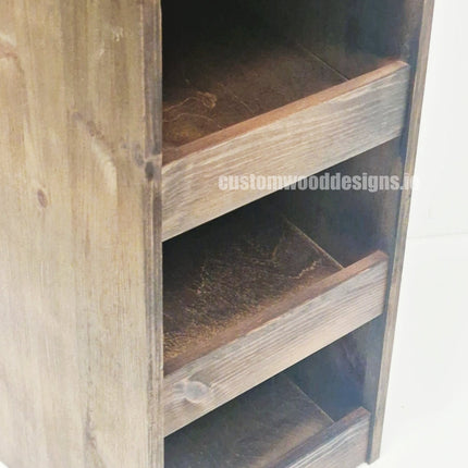 Dark Pine Four-Shelf Compact Countertop Display - Custom Wood Designs
