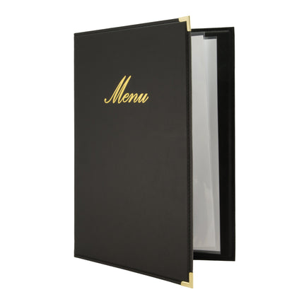 A4 leather menu x10 Custom Wood Designs __label: Multibuy black-a4-leather-menu-x10-53613247758679