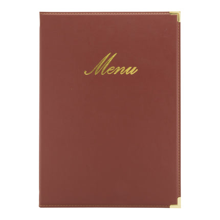 A4 leather menu x10 Wine Red Custom Wood Designs __label: Multibuy black-a4-leather-menu-x10-53613250052439