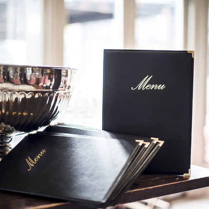 A4 leather menu x10 Custom Wood Designs __label: Multibuy black-a4-leather-menu-x10-53613251199319