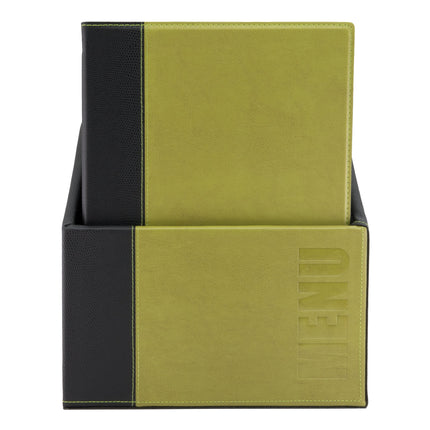 Leather style A4 menu holders in box 2 packs of 20 Green Custom Wood Designs black-leather-style-a4-menu-holders-in-box-2-packs-of-20-53613283475799