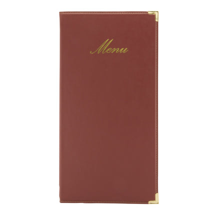 Leather style long menu holder pack of 10 Wine Red Custom Wood Designs __label: Multibuy black-leather-style-long-menu-holder-pack-of-10-53613252837719