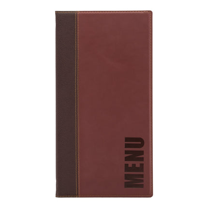 Long leather menu holder pack of 10 Wine Red Custom Wood Designs __label: Multibuy black-long-leather-menu-holder-pack-of-10-53613271679319