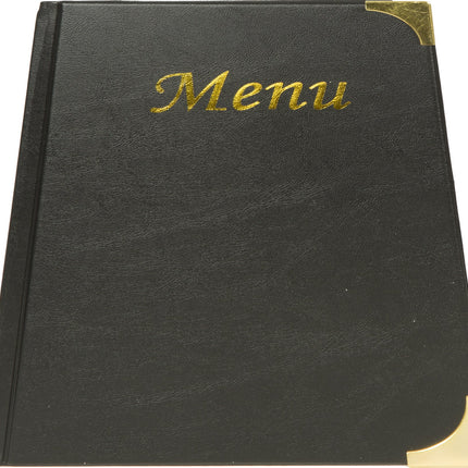 Menu holder 8 x A5 pack of 10 Custom Wood Designs __label: Multibuy black-menu-holder-8-x-a5-pack-of-10-53613310017879