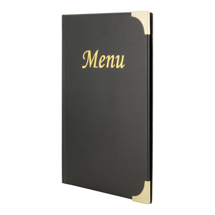 Menu holder 8 x A5 pack of 10 Custom Wood Designs __label: Multibuy black-menu-holder-8-x-a5-pack-of-10-53613312737623