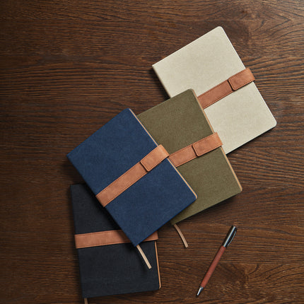 Recycled A5 canvas note book pack of 25 Custom Wood Designs __label: Multibuy black-recycled-a5-canvas-note-book-pack-of-25-53343789941079