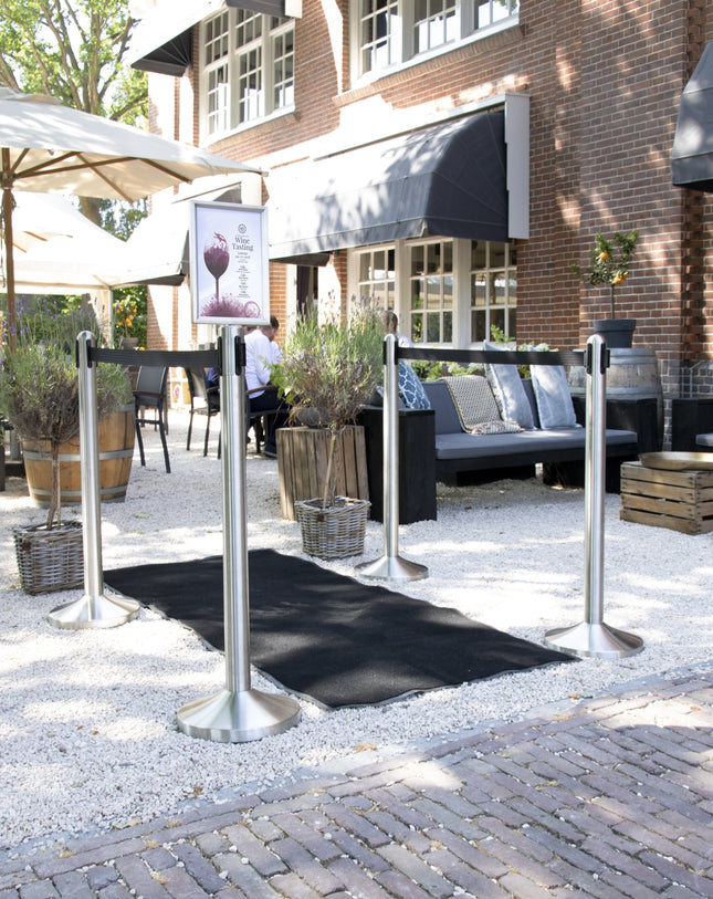 Retractable Barrier Set with 4 poles Custom Wood Designs __label: Multibuy black-retractable-barrier-set-with-4-poles-53613731250519