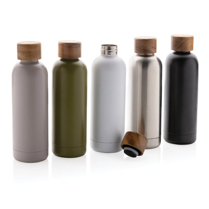 Stainless steel bottle with wood lid pack of 25 Custom Wood Designs __label: Multibuy black-stainless-steel-bottle-with-wood-lid-pack-of-25-53613615645015_4a976d1c-55c4-4e08-867c-995a72a02ca8