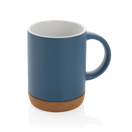 Ceramic mug with cork base pack of 25 Branded Blue Custom Wood Designs __label: Multibuy blueceramicmugcorkbasecustomwooddesigns