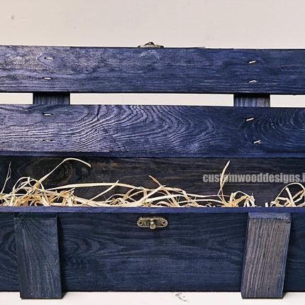 Rustic Bottle Box - Blue Single x 25 Bottle box Custom Wood Designs __label: Multibuy bottle-box-default-title-rustic-bottle-box-blue-single-52614324158807
