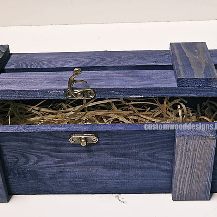 Rustic Bottle Box - Blue Single x 25 Bottle box Custom Wood Designs __label: Multibuy bottle-box-default-title-rustic-bottle-box-blue-single-53613458587991