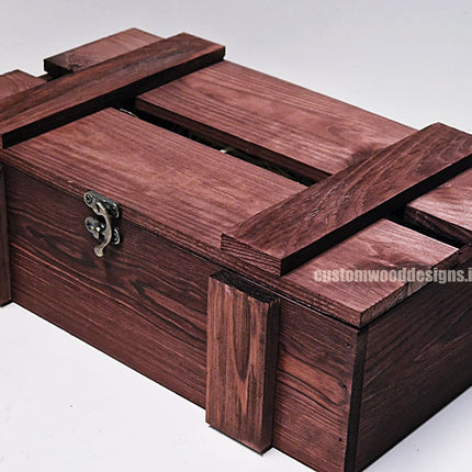 Rustic Bottle Box - Burgundy Double x 25 Bottle box Custom Wood Designs __label: Multibuy Bottle Box gift box Gift Boxes wooden Box bottle-box-default-title-rustic-bottle-box-burgundy-double-53613466485079_2932dbfb-2fdc-4620-982b-0972f7913d55