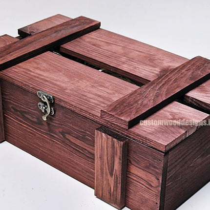 Rustic Bottle Box - Burgundy Double x 25 Bottle box Custom Wood Designs __label: Multibuy Bottle Box gift box Gift Boxes wooden Box bottle-box-default-title-rustic-bottle-box-burgundy-double-53613469368663
