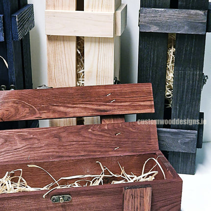 Rustic Bottle Box - Burgundy Single x 25 Bottle box Custom Wood Designs __label: Multibuy Bottle Box gift box Gift Boxes Single bottle box bottle-box-default-title-rustic-bottle-box-burgundy-single-53613455638871