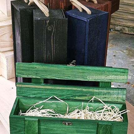 Rustic Bottle Box - Green Single x 25 Bottle box Custom Wood Designs __label: Multibuy Bottle Boxes Gift Boxes bottle-box-default-title-rustic-bottle-box-green-single-52613802164567
