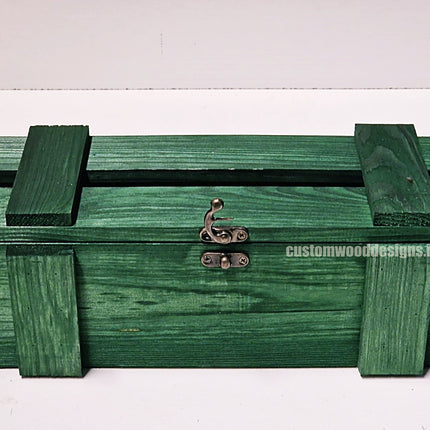 Rustic Bottle Box - Green Single x 25 Bottle box Custom Wood Designs __label: Multibuy Bottle Boxes Gift Boxes bottle-box-default-title-rustic-bottle-box-green-single-53613439746391