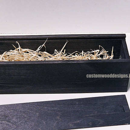Sliding Lid Bottle Box - Single Black x25 Bottle box Custom Wood Designs __label: Multibuy Bottle Box Bottle Boxes Single bottle box bottle-box-default-title-sliding-lid-bottle-box-single-black-x25-52616443330903